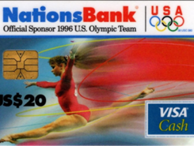 （図）アトランタ五輪の額面20ドルのIC電子マネーの“Visaキャッシュ”